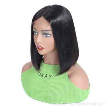 Human Hair Factory Vendor Yeswigs Top Quality Lace Front Human Hair Wigs Short Bob Cut Peruvian Straight Human Hair Bob Wigs
